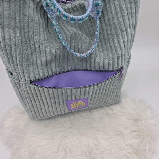 Große Umhängetasche "Ich fühl mich DISCO"  Grau - Breitcord